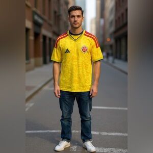 Columbia Adidas Yellow Jersey with Red and Blue Accents